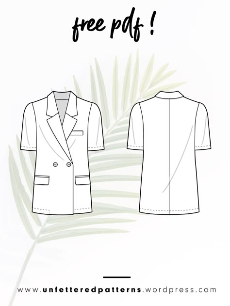 Free Pattern Top Sewing, Download Free Pdf Sewing Patterns, Blazer Sewing Pattern, Planner Sewing, Blazer With Shorts, Blazer Pattern, Summer Blazer, Free Pdf Sewing Patterns, Free Sewing Pattern