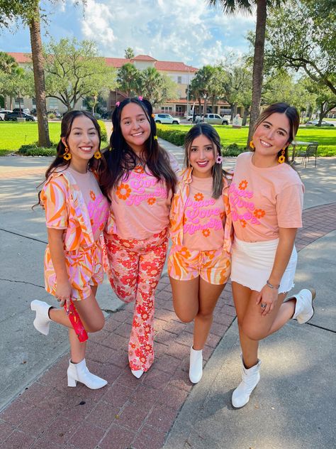 70s Theme Sorority, 70s Bid Day Theme, Groovy Bid Day Theme, Disco Theme Bid Day, Groovy Sorority Theme, 70s Bid Day, Disco Date Party Sorority, Let The Good Times Roll Bid Day, Disco Bid Day Shirt