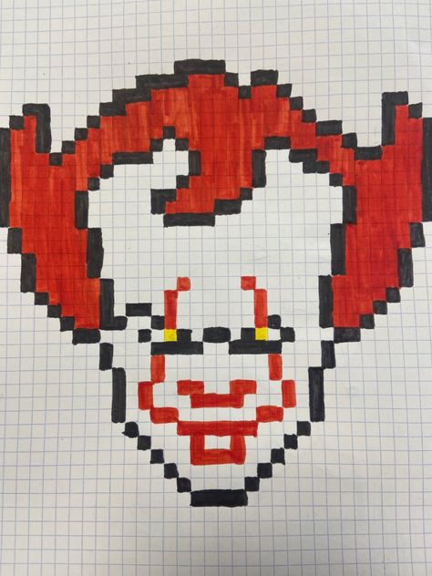 Halloween Pixel Art 32x32, Pennywise Pixel Art, Ghostface Pixel Art, Halloween Pixel Art Grid, Scary Pixel Art, Creepy Pixel Art, Horror Pixel Art, Pixel Art Horror, Pixlr Art