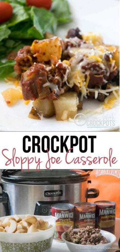 Crockpot Sloppy Joe Casserole Crock Pot Sloppy Joe, Crock Pot Sloppy Joes, Sloppy Joe Casserole, Sloppy Joe Sauce, Shredded Hash Browns, Crock Pot Food, Crockpot Casserole, Crock Pot Ideas, Crockpot Ideas