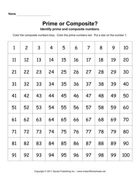 Prime Composite Numbers Worksheet Prime Numbers Worksheet, Prime Composite, Number Anchor Charts, Prime And Composite Numbers, Composite Numbers, Number Worksheet, Prime And Composite, Numbers Worksheet, 4th Grade Math Worksheets