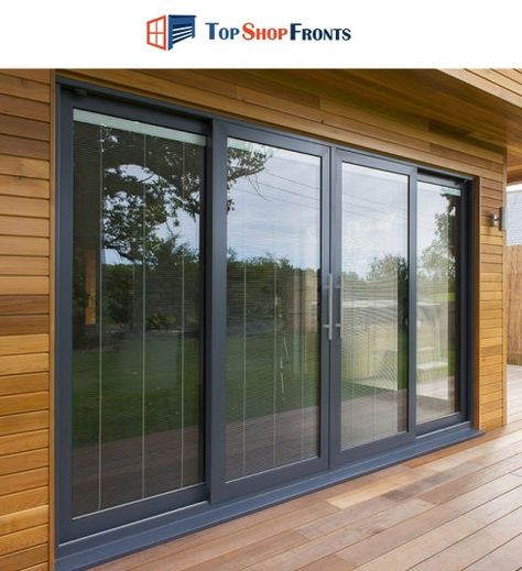 Doors are an essential part of any commercial or industrial establishment. There are different types of doors available in the construction & architectural industry. #SlidingGlassDoor is a kind that has large glass panels that open by sliding along a track instead of swinging open on a hinge. If you are looking for the perfect fit sliding glass doors for your premises, trust on the quality services of #TopShopfronts. Long Sliding Glass Doors, Sliding Folding Glass Doors, 4 Panel Sliding Glass Door, Sliding Glass Wall, Garage Redo, Double Sliding Glass Doors, Exterior Entrance Doors, Glass Wall Design, Sliding Doors Exterior