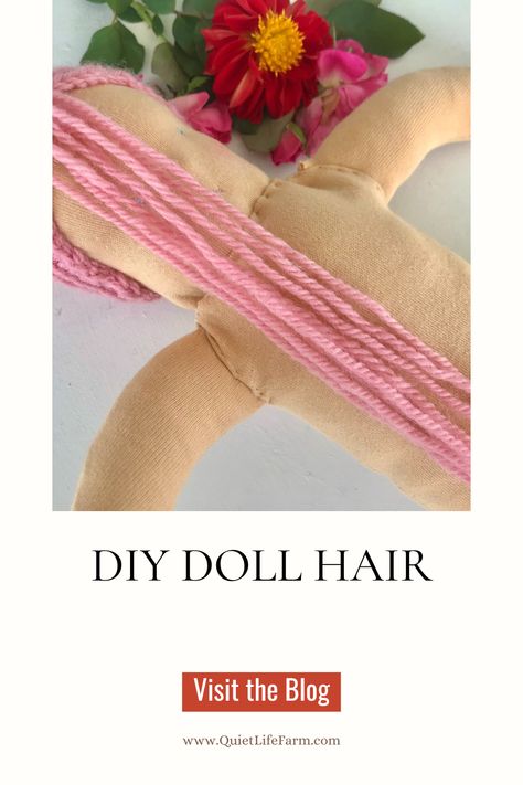 How to make DOLL HAIR with YARN easy tutorial! How To Make Yarn Hair For Dolls, Yarn Doll Hair Tutorial, Crochet Doll Hair Tutorial, Make Doll Hair With Yarn, Crochet Waldorf Doll, Sewing Yarn Hair On Doll, Yarn Weft Doll Hair, Diy Yarn Dolls, Diy Doll Hair