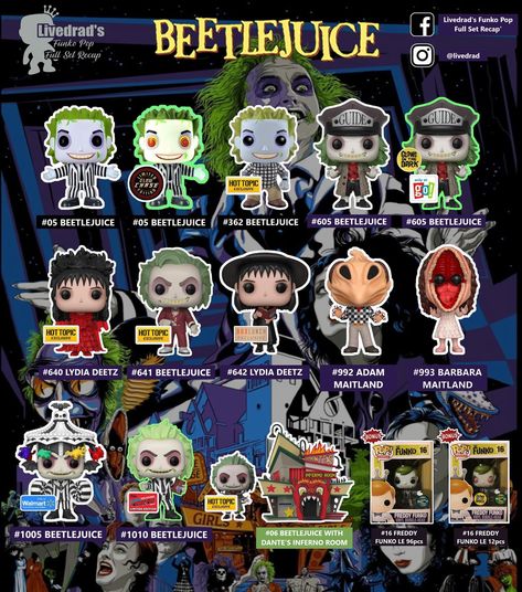 Horror Villians, Funko Pop List, Игрушки Funko Pop, Funko Pop Display, Christmas Hand Painted, Beetlejuice Movie, Funko Pop Dolls, Funk Pop, Beetle Juice