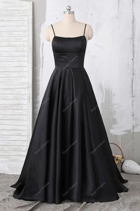 Black Satin Prom Dress, Simple Elegant Dresses, Open Back Prom Dress, Back Prom Dress, Dress Outfits Party, Prom Dresses For Sale, Date Dresses, Black Satin Dress, Designer Prom Dresses