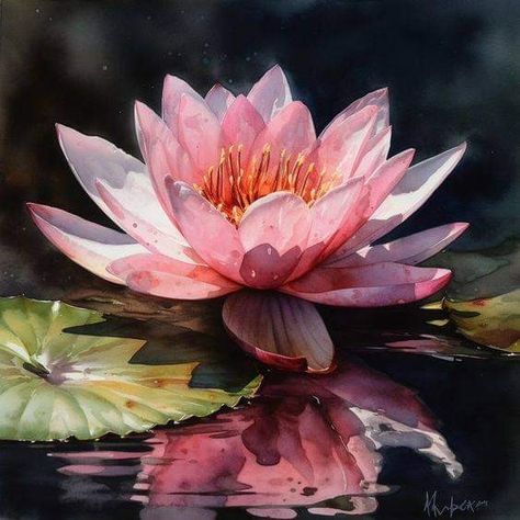 Water Lilies Painting, Watercolor Lotus, Pond Painting, Sacred Lotus, Water Lily Pond, Watercolor Birthday Cards, Watercolor Mixing, Japanese Art Prints, Water Lilly