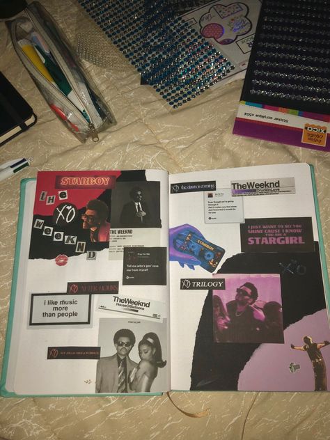 The Weeknd Scrapbook, The Weeknd Journal Ideas, The Weeknd Journal, The Weeknd Gift Ideas, Book Scrapbooking, The Weeknd Songs, Bulletin Journal, Abel Tesfaye, Bulletin Journal Ideas