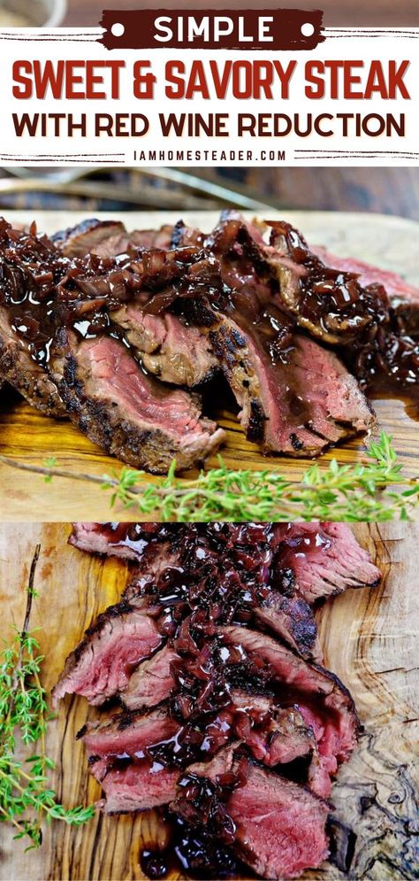 Steak Red Wine Sauce, Steak With Red Wine Sauce, Wine Sauce For Steak, Steak With Red Wine, Red Wine Reduction Sauce, Wine Steak, Steak Dinner Recipes, Red Wine Recipe, Red Wine Reduction