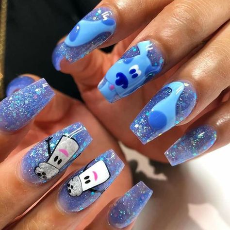 Practice Nails, Vanessa Cooper, Mexican Nails, Pop Art Nails, Girl Nails, Claw Nails, Nail Idea, Disney Nails, Blues Clues