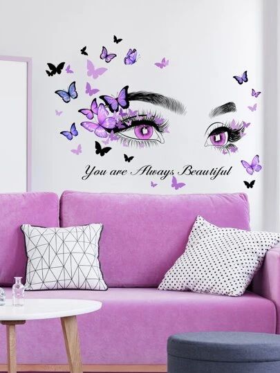 English Slogans, Eye Butterfly, Wall Sticker Design, Adhesive Wall Art, 3d Butterfly Wall Stickers, Painted Walls, Butterfly Wall Decor, Butterfly Wall Stickers, Kids Wall Decals