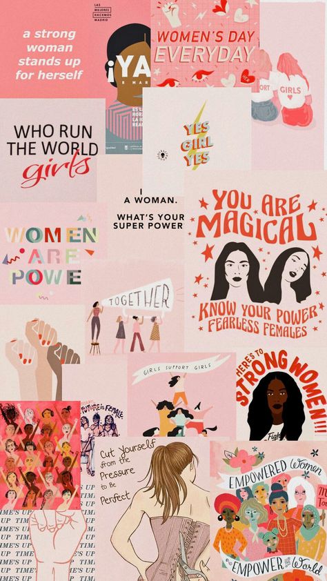 Women Empowerment Poster, Magical Women, Collage Board, Girl Empowerment, Girls Support Girls, Feminist Quotes, Paper Background Texture, Womens History Month, Empowerment Quotes