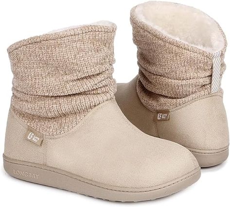 Limited time deal $22.36 (54% Off)(List Price $48.99) LongBay Women's Warm Chenille Knit Bootie Slippers Memory Foam Comfy Suede Fluffy Faux Fur Memory Foam Boots House Shoes Bootie Slippers, Cute Slippers, House Shoes, House Slippers, Slipper Boots, Winter Women, Womens Slippers, Bootie, Clothing And Shoes