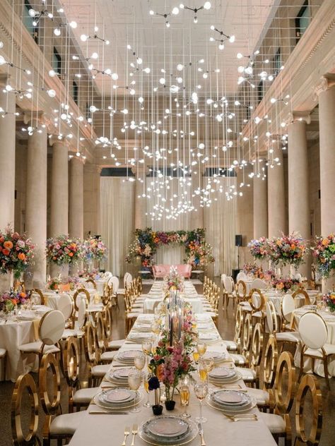 Wedding Reception Purple, Pantone Wedding, Gold Wedding Reception, Beautiful Wedding Reception, Pantone Colors, Wedding Hashtag, Purple Accents, Fusion Wedding, Colorful Wedding