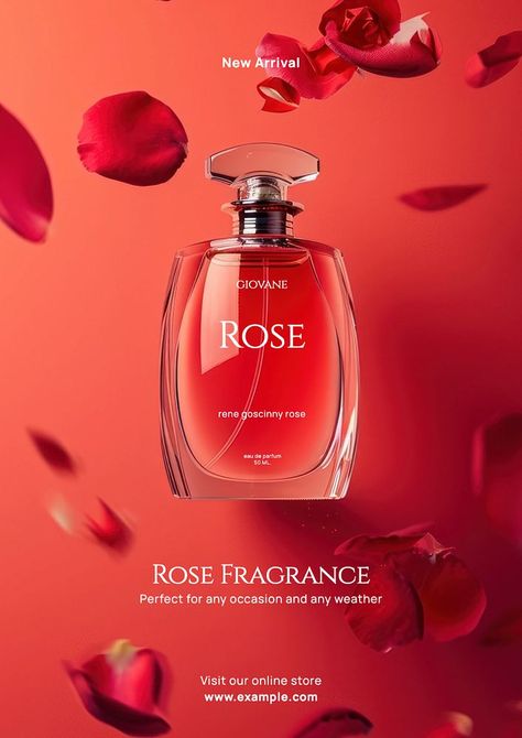 Rose fragrance poster template | premium image by rawpixel.com / north Cosmetics Poster, Perfume Poster, Rose Flower Png, Perfume Adverts, Flyer Design Layout, Rose Perfume, Red Rose Flower, Rose Fragrance, Plant Aesthetic