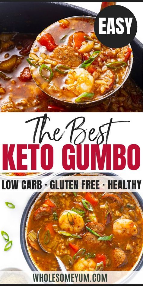 Keto Gumbo Recipe Wholesome Yum Recipes, Keto Gumbo Recipes, Wholesome Yum Keto Recipes, Keto Maria Emmerich Recipes, Wholesum Yum, Keto Gumbo, Moms Recipes, Healthy One Pot Meals, Keto Soups