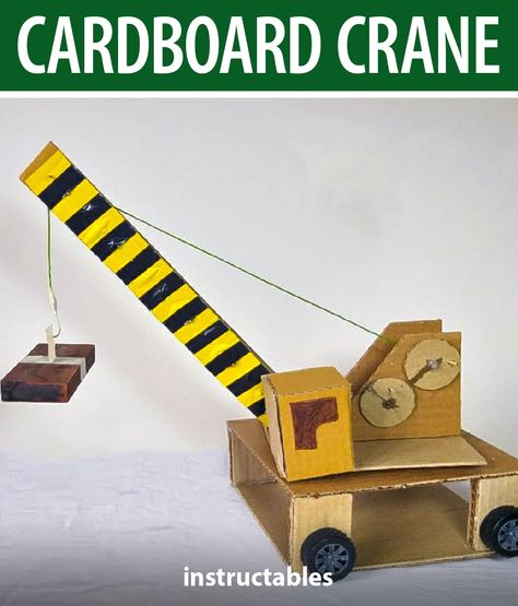 Cardboard Boxes Kids, Diy Cardboard Toys, Toy Crane, Cardboard Model, Car Diy, Cardboard Toys, Bible School Crafts, Simple Machines, Paper Crafts Origami