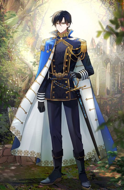 Prince Royal Outfit, Anime Prince Outfit Design, Prince Dress For Men, Prince Fantasy Outfit, Fantasy Prince Outfit Design, Fantasy Royalty Clothes, Outfit Kerajaan, Prince Anime Boy, Anime Royalty Outfits