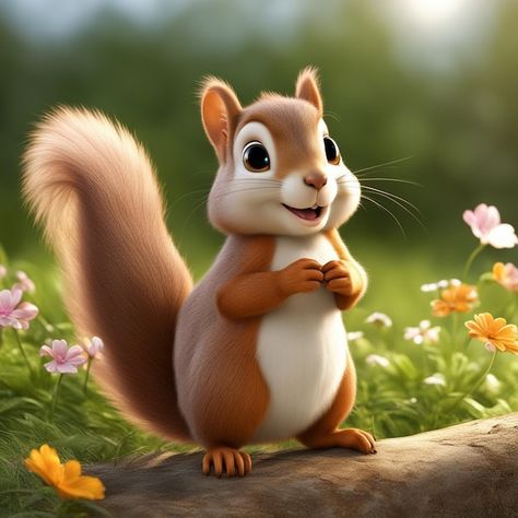 3d Squirrel, Squirrel Cartoon, Squirrel Cute, Cartoon Squirrel, Pradeep Kumar, Funny Coffee Quotes, Cute Squirrel, Cute Cartoon Characters, Card Banner