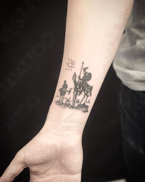 MJ | Picasso's Don Quixote #artwork | Instagram Don Quixote Tattoo, Spain Tattoos Ideas, Picasso Don Quixote, Picasso Tattoo, Don Quixote, Symbolic Tattoos, Tattoo Inspo, Tattoo Studio, Tatting