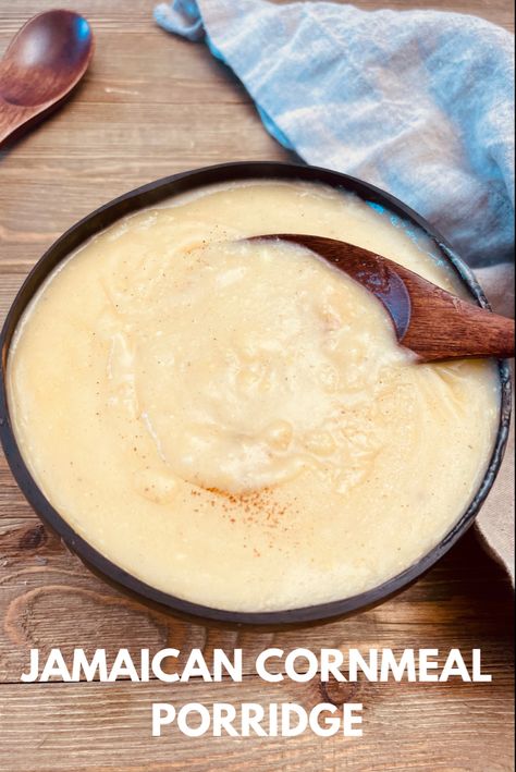 Jamaican Cornmeal Porridge Instant Pot, Cornmeal Porridge Jamaican, Jamaican Cornmeal Porridge, Corn Meal Porridge, Cornmeal Porridge Recipes, Caribbean Vegan, Cornmeal Porridge, Jamaica Culture, Porridge Breakfast