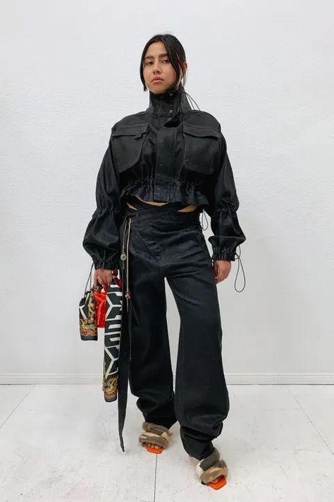 Ottolinger Spring 2021 Ready-to-Wear Collection | Vogue Winter Layering Outfits, Painted Denim Jacket, Wrap Pants, Street Style Edgy, Model Aesthetic, Europe Fashion, Painted Denim, Women's Casual Style, Fall Street Style