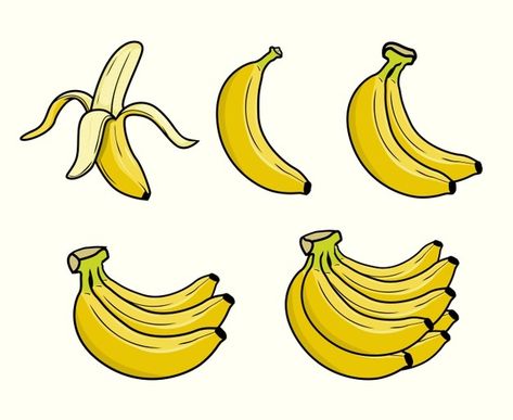 Banana Cartoon, Cartoon Fruit, Food Cartoon, Vector Food, Farm Logo, Premium Vector, Cute Wallpapers, Graphic Resources, Line Art