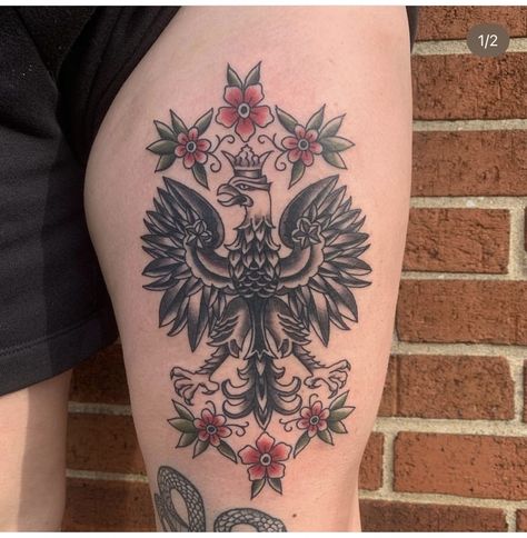 Polish Falcon Tattoo, Polish Eagle Tattoo, Falcon Tattoo, Polish Eagle, Eagle Tattoo, Dreamcatcher Tattoo, Flower Tattoo, Tattoo Ideas, Tattoos