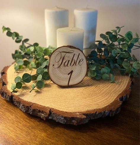 Rustic Wedding Decor Centerpieces, Farmhouse Wedding Table, Wood Slice Centerpiece, Wood Centerpieces Wedding, Table Numbers Wood, Wood Table Numbers Wedding, Wood Table Numbers, Table Numbers Wedding Rustic, Rustic Table Numbers