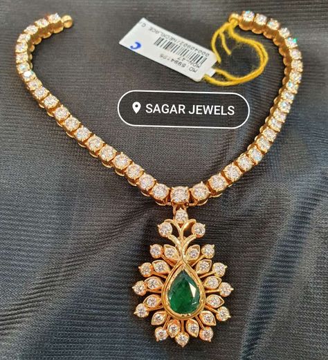 Karaikudi Diamond Necklace, Sagar Jewels, Cz Jewellery, 22 Carat Gold Jewellery, Ruby Bangles, Diamond Jewelry Set, Gold Chain Design, Jewelry Set Design, Diamonds Necklace