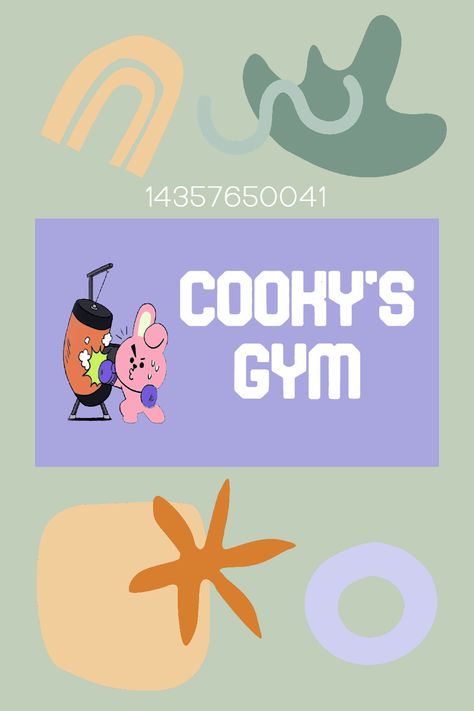 Bloxburg Gym Decal Codes, Bloxburg Gym Ideas, Bloxburg Business, Bloxburg Gym, Gym Name Ideas, Town Decals, Bloxburg Ids, Bt21 Cooky, Preppy Decal