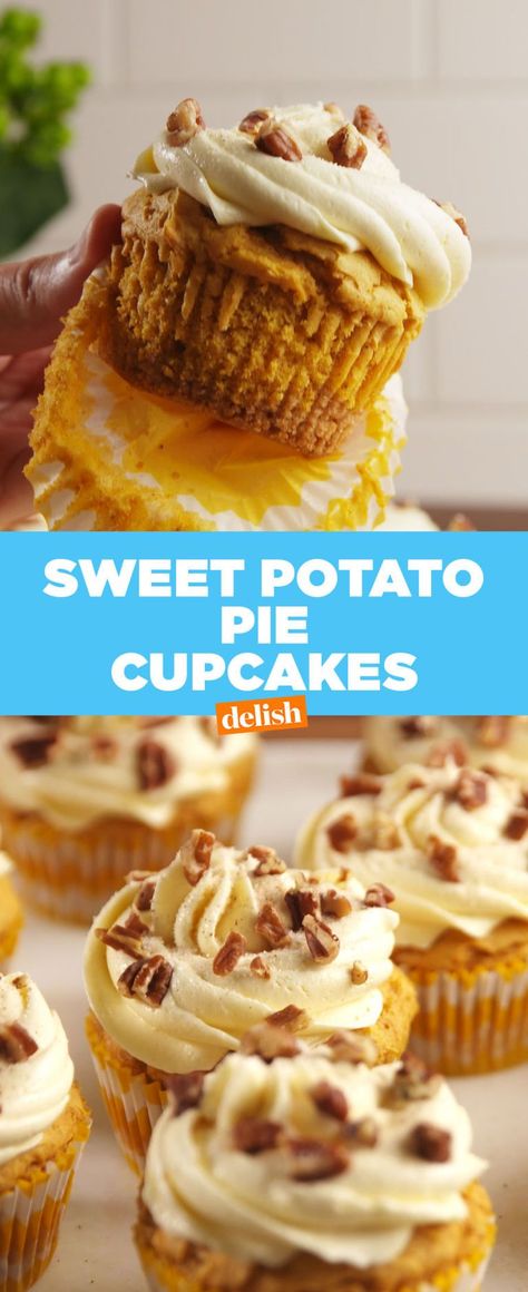 Potato Cupcakes, Sweet Potato Cupcakes, Sweet Potato Dessert, Canning Sweet Potatoes, Sweet Potato Pies Recipes, Pie Cupcakes, Vegetarian Cake, Potato Pie, Sweet Potato Pie