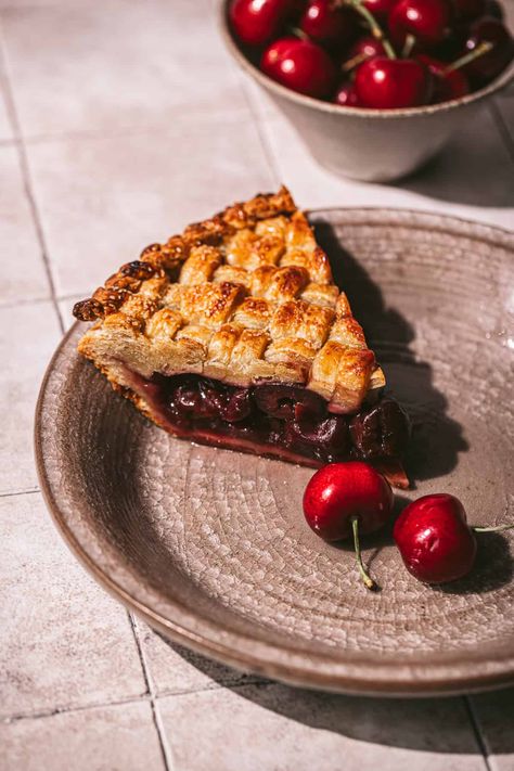 Thanksgiving Cherry Pie, Cherry Pie With Frozen Cherries, Best Cherry Pie, Parker Aesthetic, Almond Pie, Cinnamon Pie, Homemade Cherry Pies, All Butter Pie Crust, Swiss Arabian