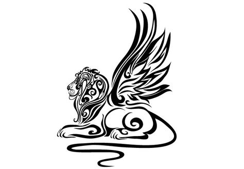 Tribal style lion with wings. If I had a logo, it would be something like this. Lion With Wings Tattoo, Lion Wings, Lion With Wings, Timberland Custom, Alas Tattoo, Winged Lion, Tattoo Lion, Miami Ink, Shiva Tattoo Design