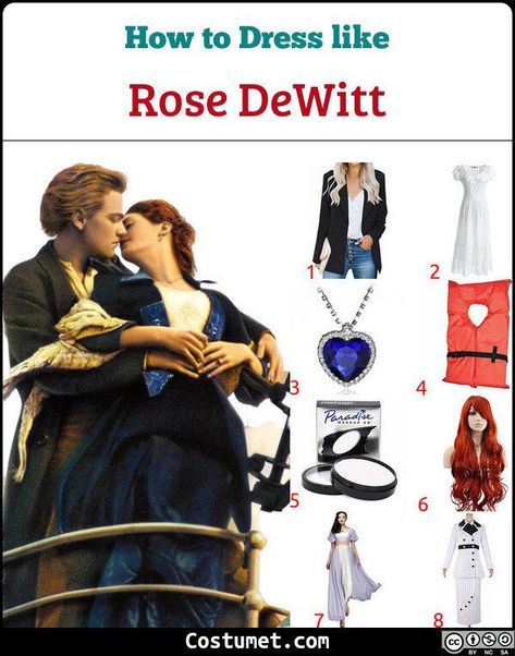 Jack and Rose (Titanic) Costume Rose Dawson Costume, Titanic Couple Costume, Titanic Rose Costume, Titanic Halloween Costume Couple, Rose And Jack Halloween Costume, Titanic Outfits, Jack And Rose Costume, Titanic Cosplay, Jack And Rose Halloween Costume