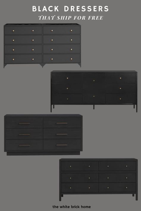 Black bedroom dresser, dresser, primary bedroom dresser, teen bedroom dresser, free shipping furniture, free shipping affordable dressers, dressers, black affordable dresser, black affordable bedroom furniture, designer dupe dresser, master bedroom furniture, master bedroom dresser, teen boy dresser, teen boy furniture, bedroom dressers, bedroom primary bedroom furniture. Bedroom Black Dresser, Black And Gold Dresser, Brown Accent Wall, Pottery Barn Black, Bedroom Furniture Ideas, Dresser Black, Boy Dresser, Dresser Bedroom, Black Dresser