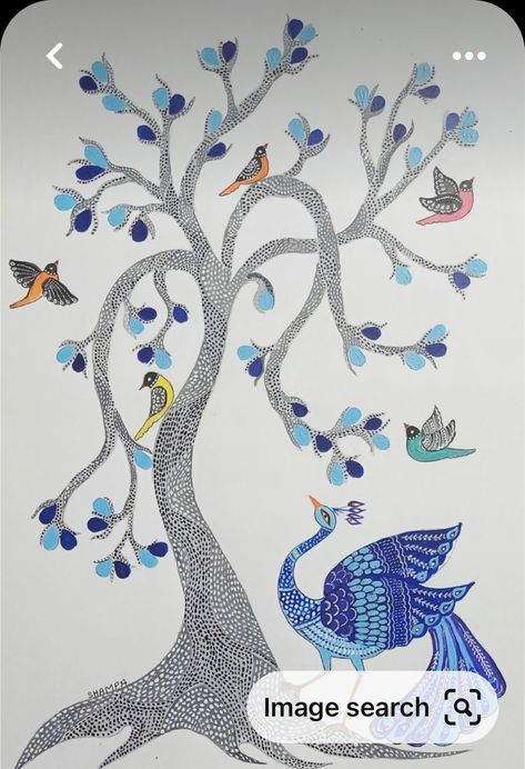 Gond Art Drawings, Gonda Art, Books Cabinet, Madhubani Paintings Peacock, Gond Art, Gond Painting, Cats Art Drawing, Gold Art Painting, Kalamkari Painting