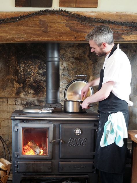 Cooking with the chefs at River Cottage HQ Wood Cook Stove Kitchen, Wood Burning Cook Stove, Cast Iron Oven, Electric Range Cookers, Wood Fired Cooking, Kitchen Cooker, Wood Stove Cooking, Wood Stove Fireplace, Devol Kitchens