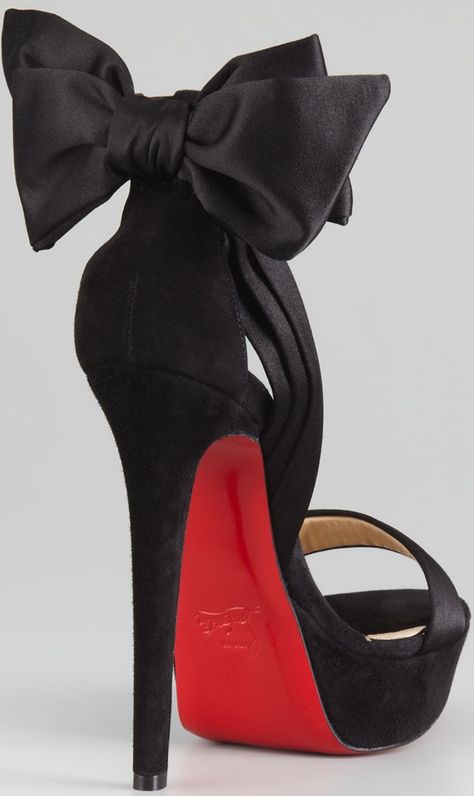 Christian Louboutin “Vampanono” Bow Red-Sole Sandals in Black Louis Vuitton Shoes Heels, Red Bottom Heels, Christian Louboutin Outlet, Red Bottom Shoes, Christian Louboutin Boots, Flat Irons, Manolo Blahnik Heels, Red Bottom, Louboutin Heels