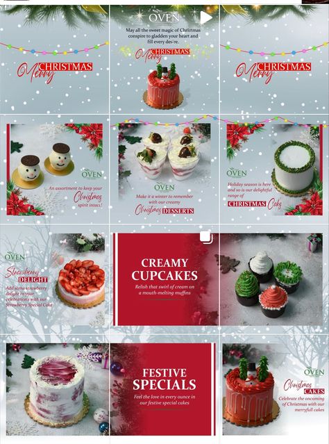 Christmas Grid Instagram, Winter Food Creative Ads, Christmas Social Media Posts, Christmas Poster Design, Brand Food, Instagram Grid Design, Christmas Pastries, Instagram Flyer, New Years Cookies