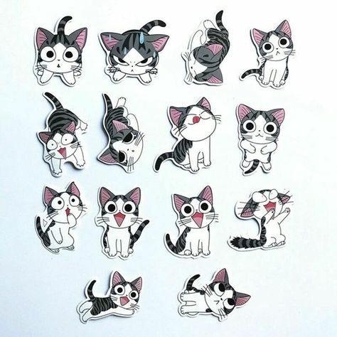 Chi's Sweet Home, Cute Cat Stickers, Kitten Drawing, Chibi Cat, Cat Anime, Arte Van Gogh, Graffiti Cartoons, Cat Pose, Cat Character