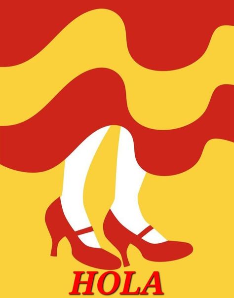 Spain Graphic Design, Spanish Illustration, Spain Illustration, Mexican Aesthetic, Flag Of Spain, Flamenco Shoes, Guitar Illustration, Spanish Flags, Spanish Posters