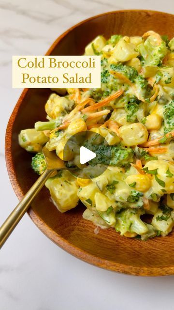 Potato Broccoli Salad, Home Made Salad, Boiled Sweet Corn, Brócoli Salad, Blanched Broccoli, Boil Sweet Corn, Potato Broccoli, Dressing Salad, Broccoli And Potatoes