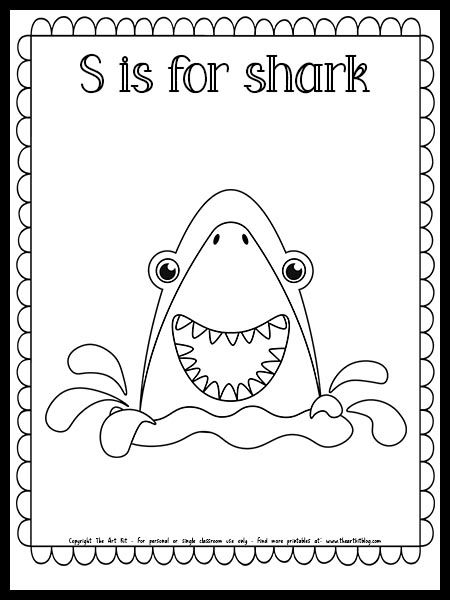 S is for Shark Coloring Page {FREE Printable Download!} This printable s is for shark coloring page is available to download for free! Perfect for … Shark Worksheets Preschool, Free Shark Printables, Pagan Preschool, Shark Coloring Pages Free Printable, Daycare Job, Shark Template, Shark Week Crafts, Shark Printables, February Preschool