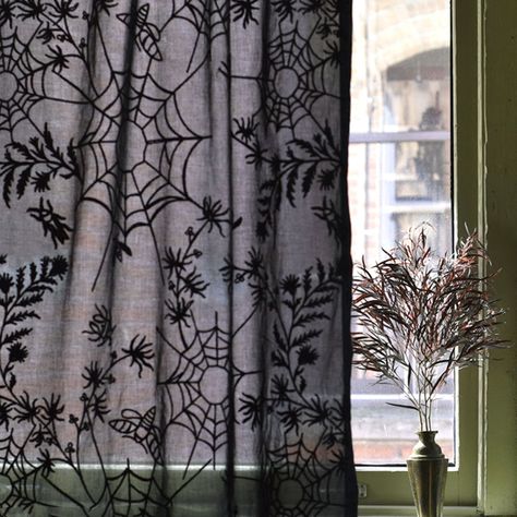 Unique Home Décor - Pillows, Blankets, Curtain Gothic Curtains Victorian, Witchy Curtains, Spooky Home Aesthetic, Spooky Aesthetic Decor, Gothic House Aesthetic, Spooky Bedding, Spooky Room Aesthetic, Goth Home Aesthetic, Garage Halloween Party