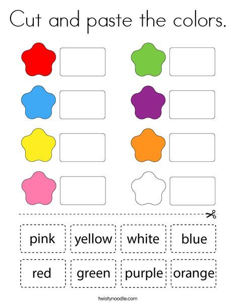 Cut and paste the colors Coloring Page - Twisty Noodle Learning Colors Worksheets, Colors For Preschool, Colors Worksheet, Color Worksheet, Color Worksheets For Preschool, Twisty Noodle, Cut And Paste Worksheets, English Activities For Kids, Worksheet For Kids