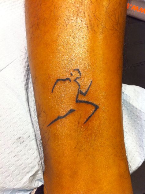 Running man ankle tattoo Running Man Tattoo, Small Ankle Tattoo Men, Runners Tattoo Ideas Running, Running Tattoos, Marathon Tattoo, Runner Tattoo, Tattoos 2022, Running Tattoo, Sport Tattoos