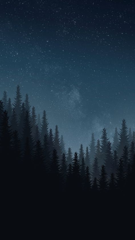 pine forest mountain illustration Starry Forest Aesthetic, Starry Night Illustration, Starry Night Forest, Nature Mobile, Greenery Background, Nice Wallpaper, Abstract Art Images, Beautiful Night Sky, Night Illustration