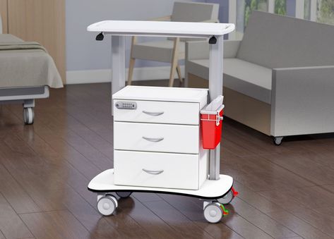 Height-Adjustable Medical Cart | MedViron Medical Cart, Medical Carts, Storage Cabinet With Drawers, Mobile Storage, Drawer Box, Work Surface, Top Drawer, Cabinet Drawers, Ergonomics Design