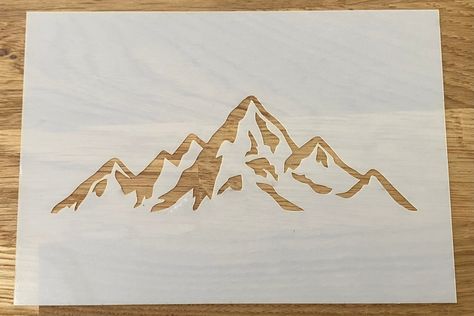 Mountain Stencil, Painted Post, Lino Art, Mountain Designs, Design Drawings, Stencil Template, Stencil Art, Cardboard Tube, Tattoo Design Drawings