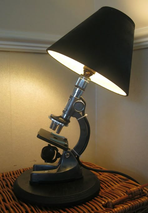 VINTAGE RETRO MICROSCOPE LAMP UNIQUE QUIRKY UPCYCLED RECYCLED BESPOKE ONE OFF Recycled Lamp, Diy Lampe, Urban Interiors, Regal Design, Quirky Decor, Cool Lamps, Quirky Home Decor, Design Industrial, Industrial Lamp